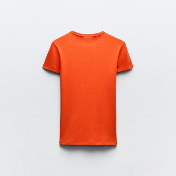 ZARA SHORT SLEEVE RIB TOP - Picture 6 of 7